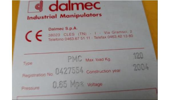 industriële manipulator DALMEC type PMC, cap 120Kg, bj 2004, s/n 0427554